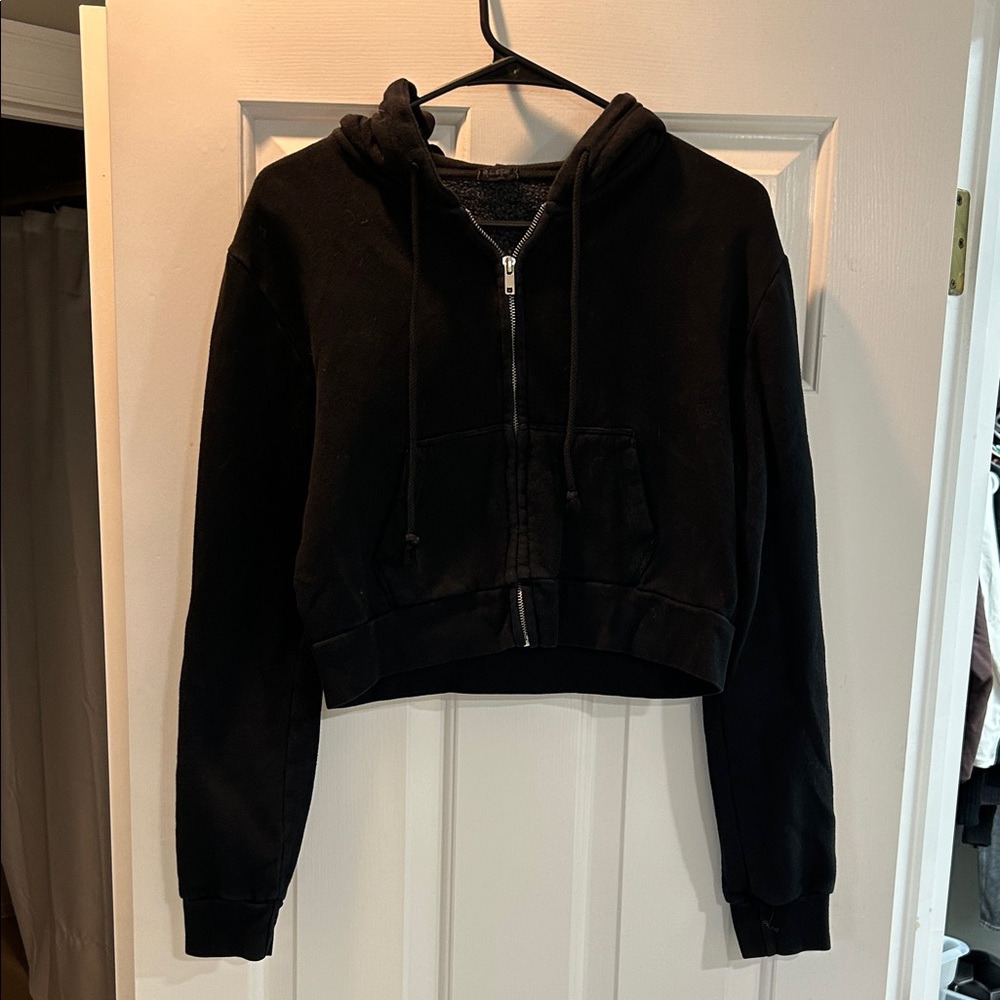 John Galt Black Cropped Hoodie Jacket